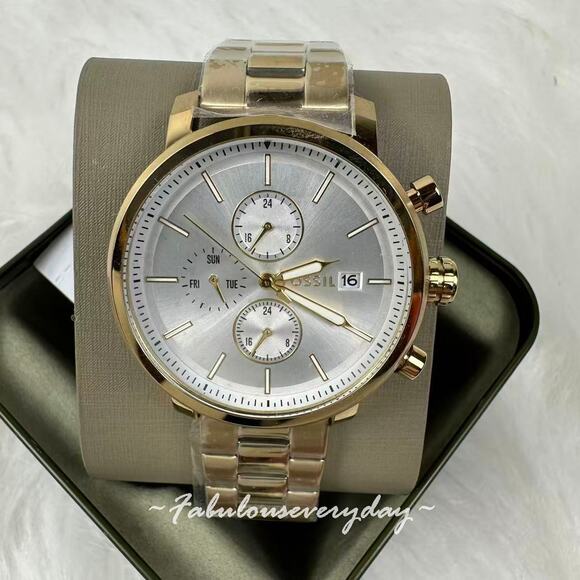 FOSSIL Men Rhett Multifunction Watch White Dial Gold Stainless Steel BQ2852 NWT - Picture 2 of 7